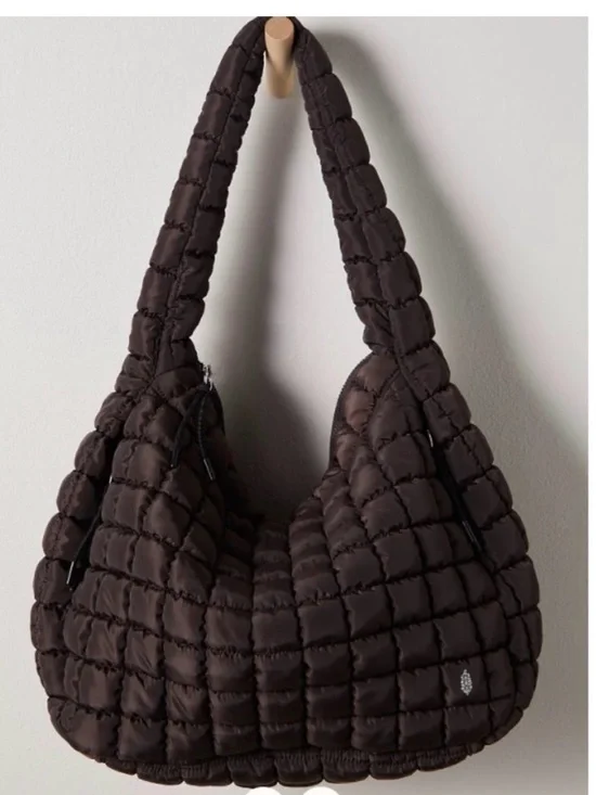Free People Quilted Puffer Hobo Bag - Chocolate - Picture 1 of 3